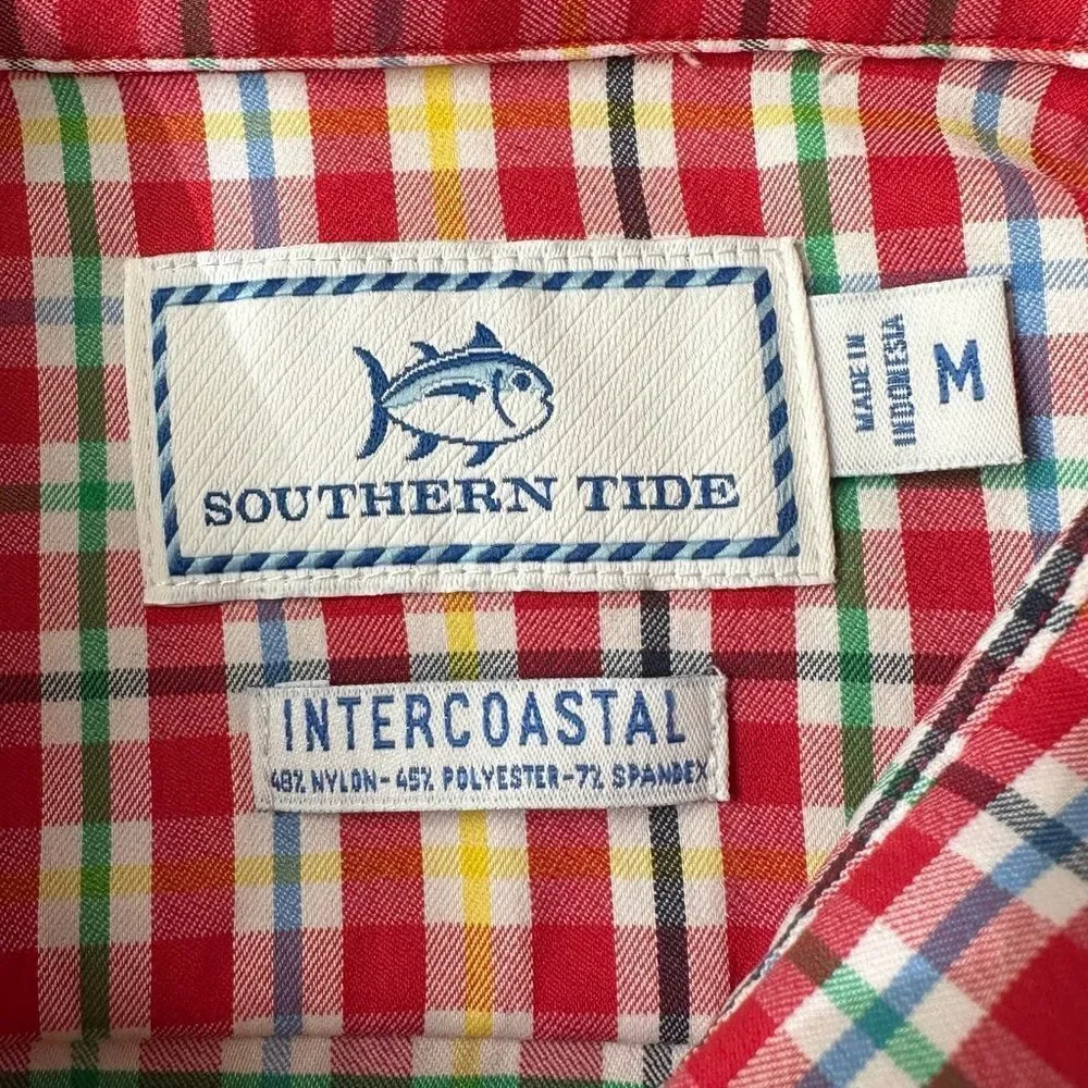 Southern Tide Intercoastal Red-Green-Blue-Yellow Plaid‎ SS Shirt in Size Medium